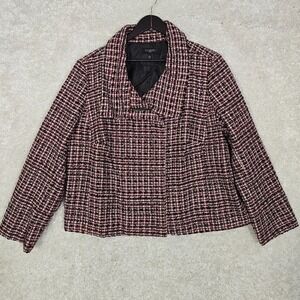 Talbots Jacket Womens 24W Red Black Full Zip Long Sleeve Lined Career Preppy